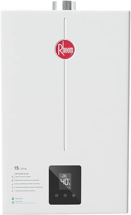 Aquecedor Gás Digital 15 Litros GN Bivolt Rheem