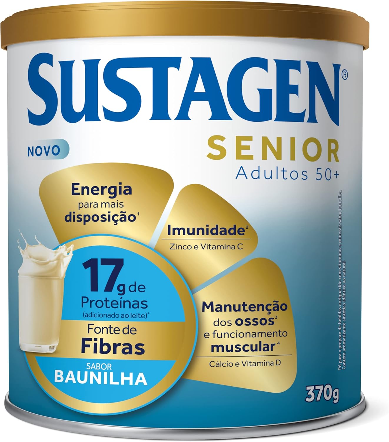 Sustagen Senior Complemento Alimentar 50+ Sabor Baunilha Lata 370g